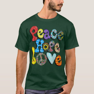 Camiseta SEÑAL DE PAZ AMOR Halloween hippie de los años 60