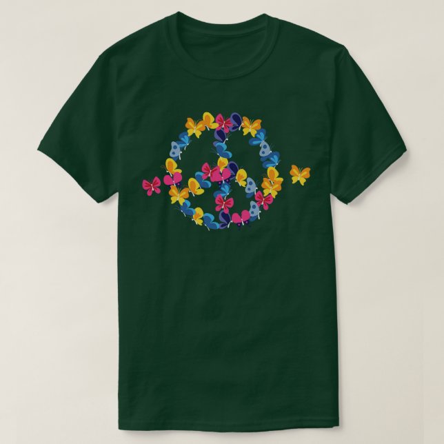 Camiseta SEÑAL DE PAZ AMOR Halloween hippie de los años 60  (Diseño del anverso)