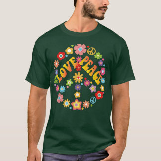 Camiseta SEÑAL DE PAZ AMOR Halloween hippie de los años 60