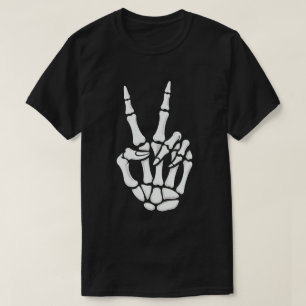 Camiseta Señal de paz con mano de esqueleto Cool Halloween