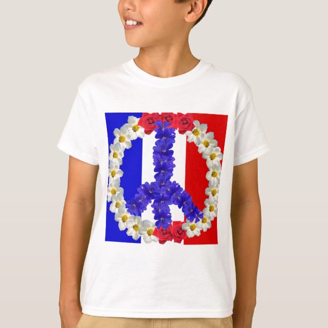 Camiseta señal de paz de bandera francesa (Anverso)