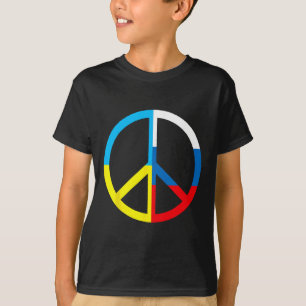 Camiseta Señal de Paz En Ucrania Y Bandera Rusa - Guisante 