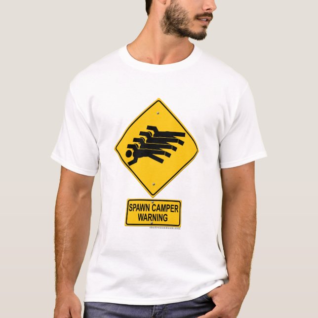 Camiseta Señal de peligro del campista de la freza (Anverso)