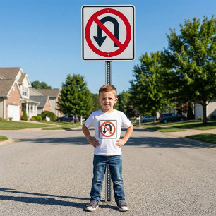 Camiseta Señal de Prohibido Giro en U Símbolo de Seguridad 