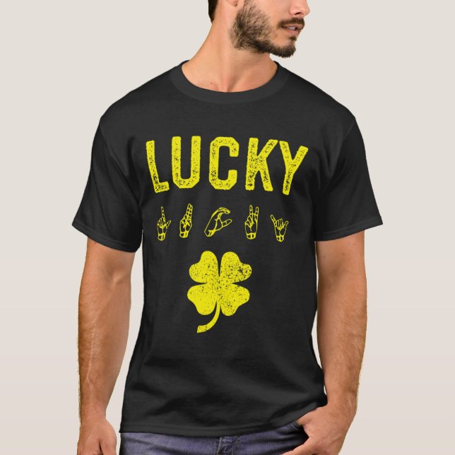 Camiseta señal de Suerte Lenguaje de Señas Conciencia de So (Anverso)