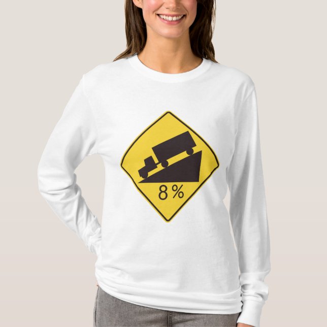 Camiseta Señal de Tráfico de Pendiente Pronunciada Precauci (Anverso)