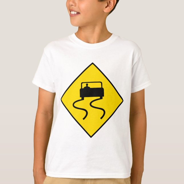 Camiseta Señal de tráfico resbaladiza (Anverso)