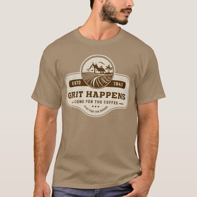 Camiseta Señal divertida de tienda de café rústica de granj (Anverso)