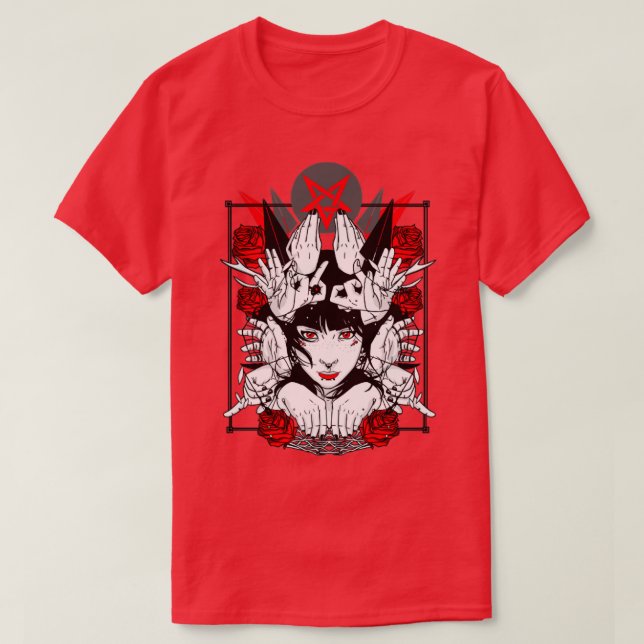 Camiseta Señal oculta de la mano pentagram Satan (Diseño del anverso)