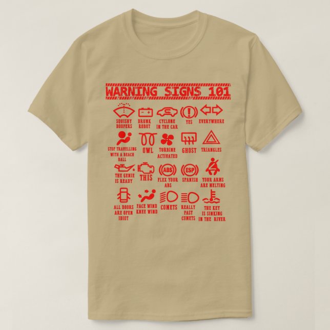 Camiseta Señales de advertencia 101 mecánico de coches dive (Diseño del anverso)