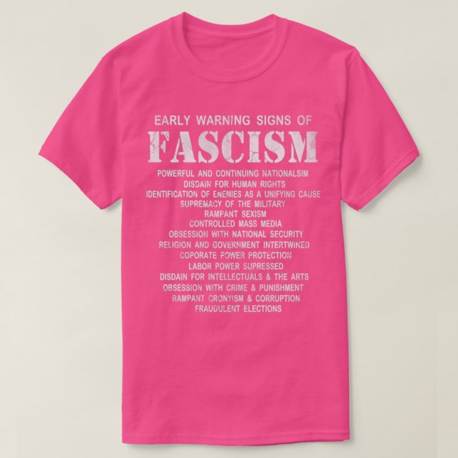 Camiseta Señales De Alerta Temprana Del Fascismo (Diseño del anverso)