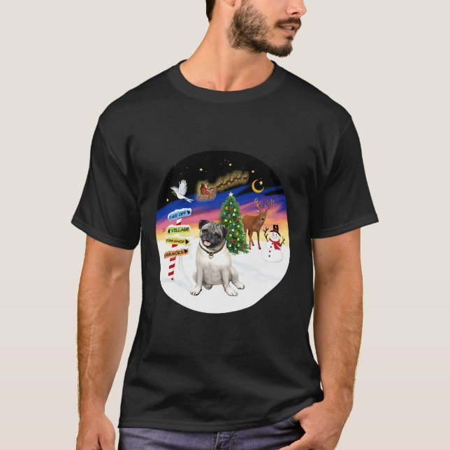Camiseta Señales de Navidad con un Pug 805 (Anverso)