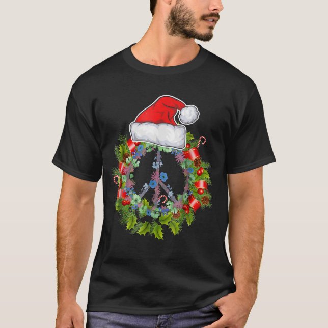 Camiseta Señales De Paz Navidades Wreath Regalo Para Hombre (Anverso)