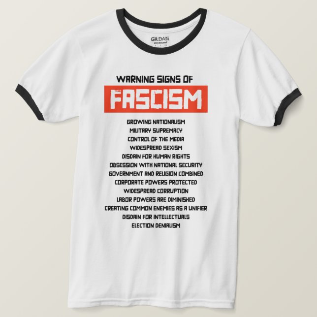 Camiseta Señales tempranas de advertencia de fascismo (Anverso del diseño)