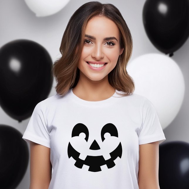 Camiseta Sencilla calabaza tallada cara Silhouette Hallowee (Please note: This image is a digital mockup.)