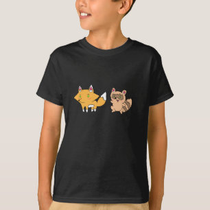 Camiseta Sencilla de Zorro y Mapache para Niños