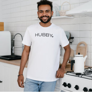 Camiseta Sencilla escritura de escritura Hubby corazón negr