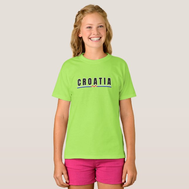 Camiseta Sencilla letra moderna de Dubrovnik Croacia Bander (Anverso completo)