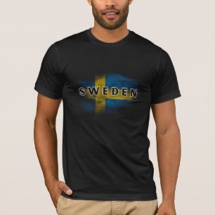 Camiseta Sencilla marca sueca moderna Bandera sueca recuerd