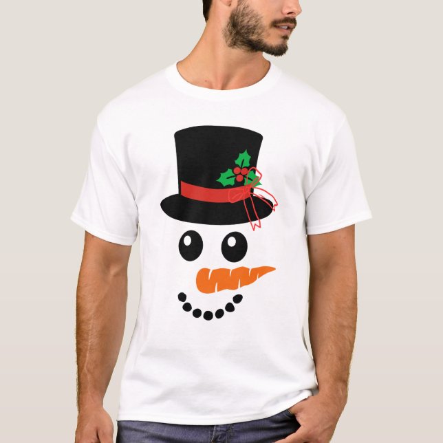 Camiseta Sencilla y elegante familia de Navidades Snowman (Anverso)