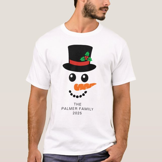 Camiseta Sencilla y elegante familia de Navidades Snowman (Anverso)