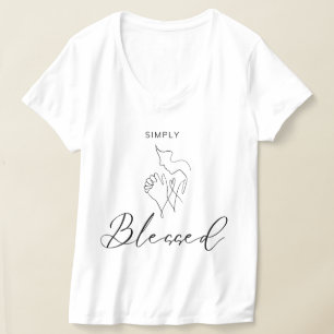 Camiseta Sencillamente Bendecido Dibujo Minimalista Cristia