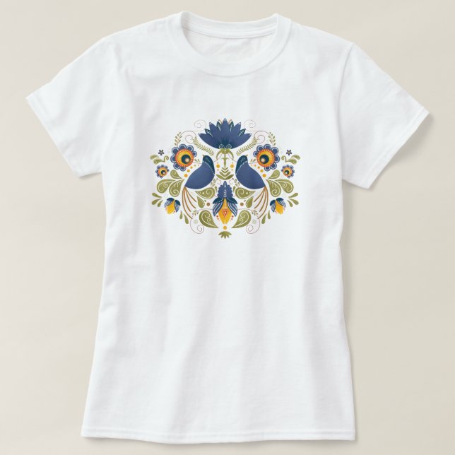 Camiseta Sencillo Arte Folclórico Eslavo (Diseño del anverso)