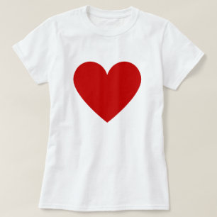 Camiseta Sencillo Corazón Rojo Blanco Moderno Amor Mujer Ca
