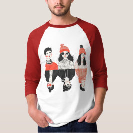 Camiseta Sencillo dibujo moderno de jóvenes geniales