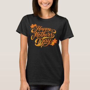 Camiseta Sencillo Feliz Día de la Madre Floral Caligrafía  