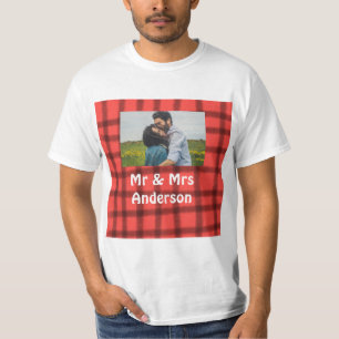 Camiseta Sencillo minimalista señor y señora agregar su nom