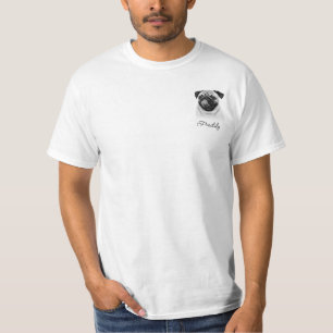 Camiseta Sencillo Moderno Foto de Mascota y Nombre en Blanc