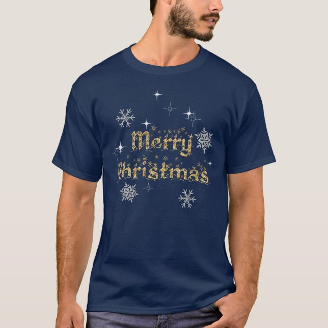 Camiseta Sencillo Purpurina elegante de Navidades espumosos (Anverso)