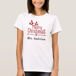 Camiseta Sencillos Navidades florales elegantes Wreath Nomb
