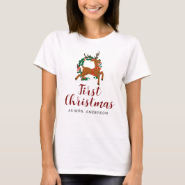 Camiseta Sencillos Navidades florales elegantes Wreath Nomb