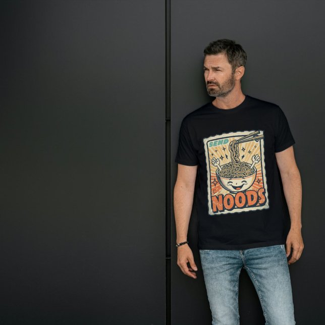 Camiseta Send Noods - Funny Noodle Pun Retro Stamp Design (Subido por el creador)