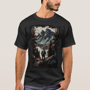 Camiseta Senderismo acampada montañas sunset hiker retro 70