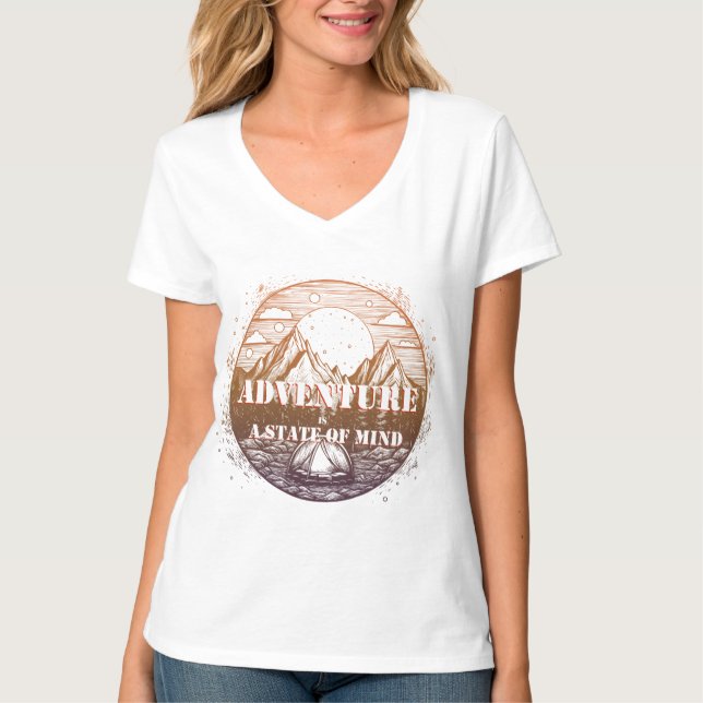 Camiseta Senderismo de aventura, aventura es un estado ment (Anverso)