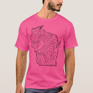 Camiseta Senderismo de época Wisconsin Topo Mapa Estado de
