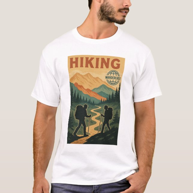 Camiseta Senderismo de montaña vintage - Senderismo retro (Anverso)