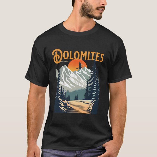 Camiseta Senderismo de recuerdo de Dolomitas de época (Anverso)
