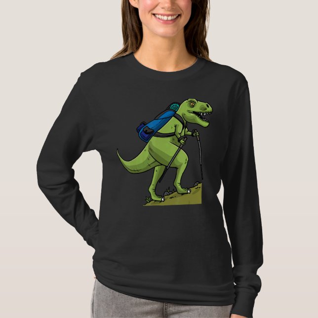 Camiseta Senderismo Dinosaurios Rex Trekking Hombres Mujere (Anverso)