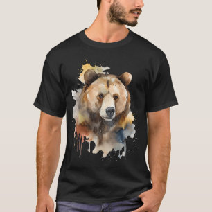 Camiseta Senderismo en acuarela de oso pardo