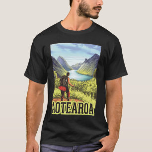 Camiseta Senderismo en Aotearoa retro viajes en mochilero a