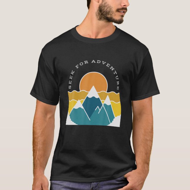 Camiseta Senderismo En Busca De Montañas De Aventura Retro  (Anverso)