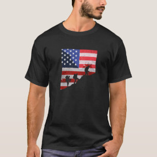 Camiseta Senderismo Estadounidense Bandera Montaña Trekking