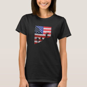 Camiseta Senderismo Estadounidense Bandera Montaña Trekking