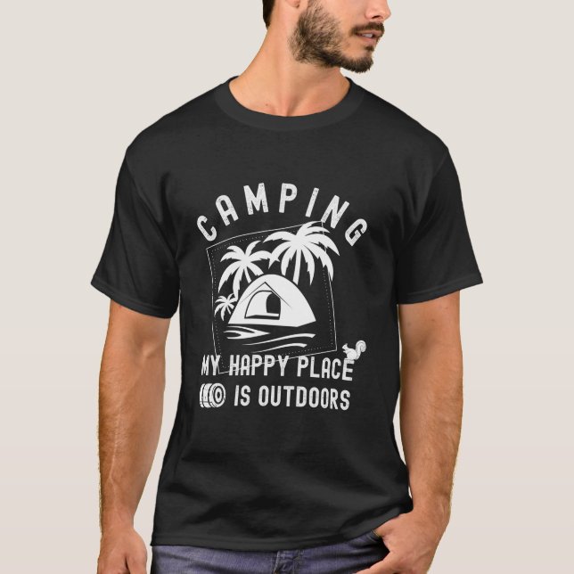 Camiseta Senderismo Mi Feliz Lugar Está Al Aire Libre Camg  (Anverso)