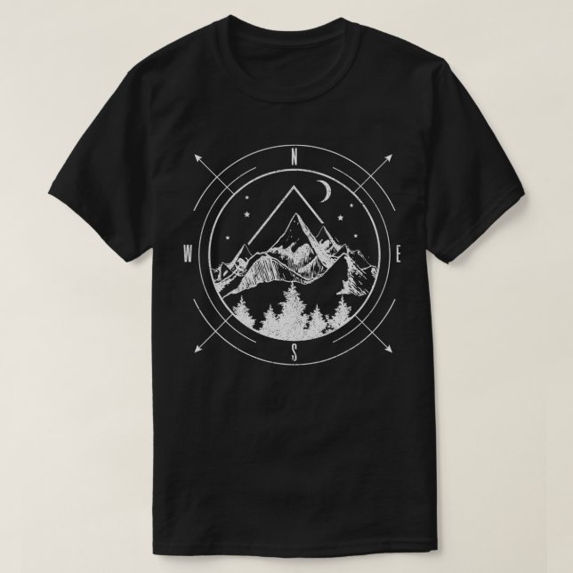 Camiseta Senderismo Montañas Camping Compass Senderismo Cam (Diseño del anverso)