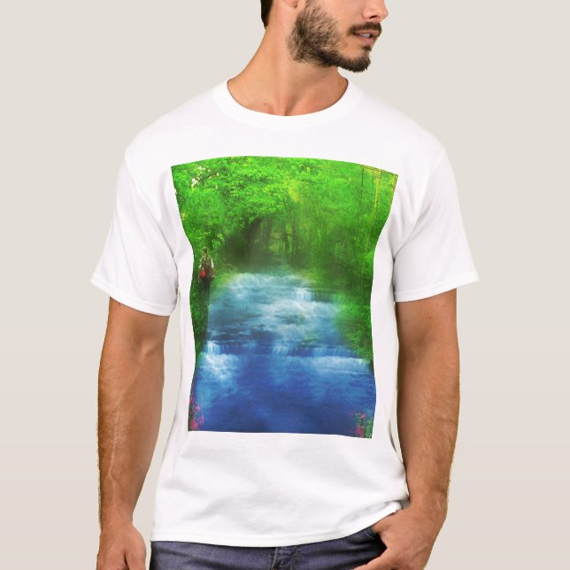 Camiseta Senderismo por el río de verano (Anverso)